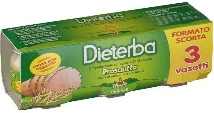 Dieterba omogeneizzato prosciutto 3 pezzi 80 g