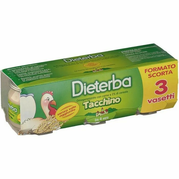 Dieterba omogeneizzato tacchino 3 pezzi 80 g