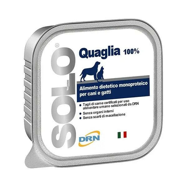 Drn Solo Quaglia 100% Mangime Monoproteico Cani e Gatti 300g