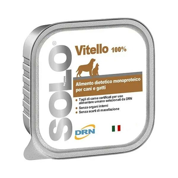 Drn Solo Vitello 100% Mangime Monoproteico Cani e Gatti 100g