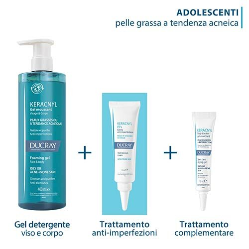 Ducray Keracnyl Gel Detergente Pelle Grassa e Acneica 400 ml