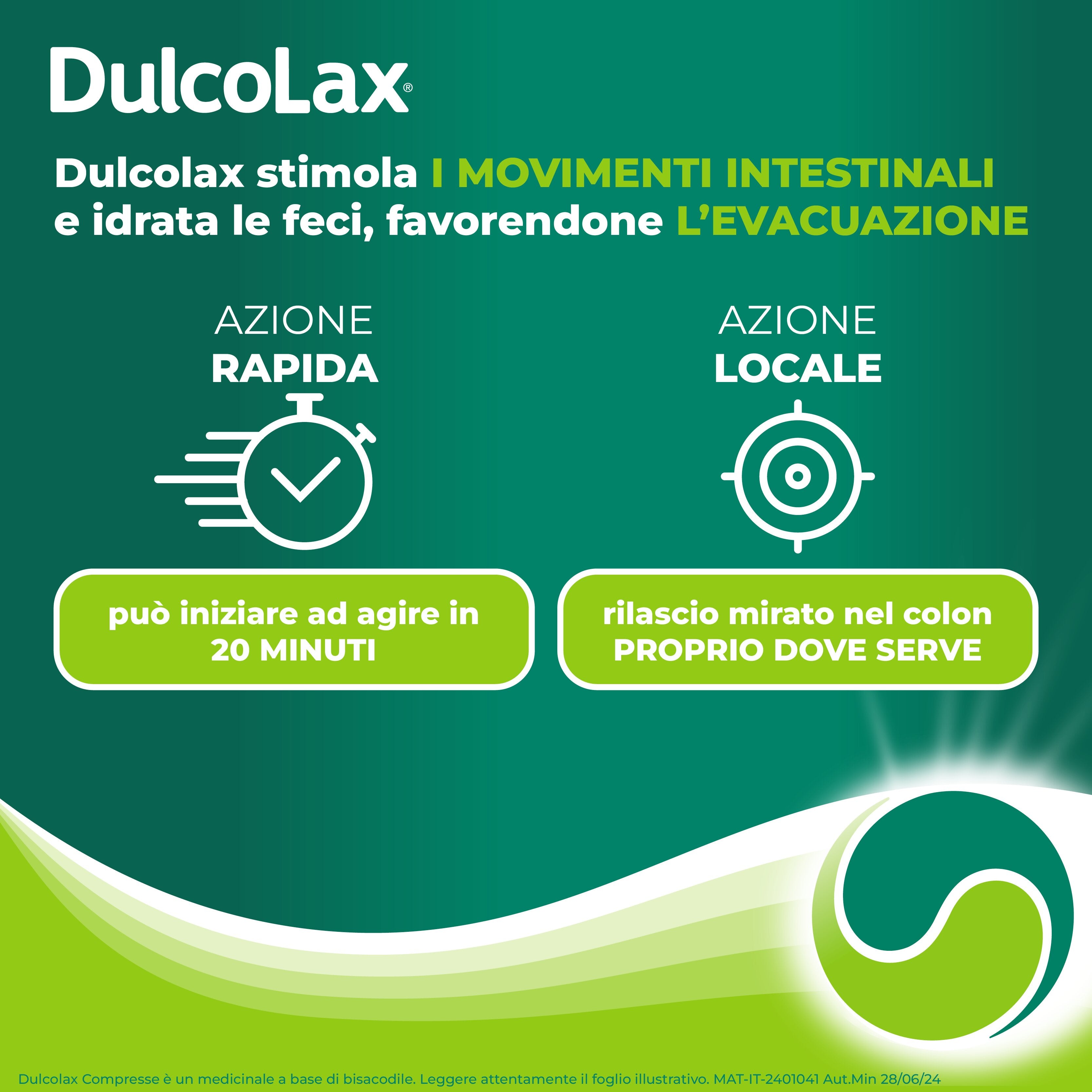 Dulcolax 5 mg Bisacodile Stitichezza 20 Compresse rivestite