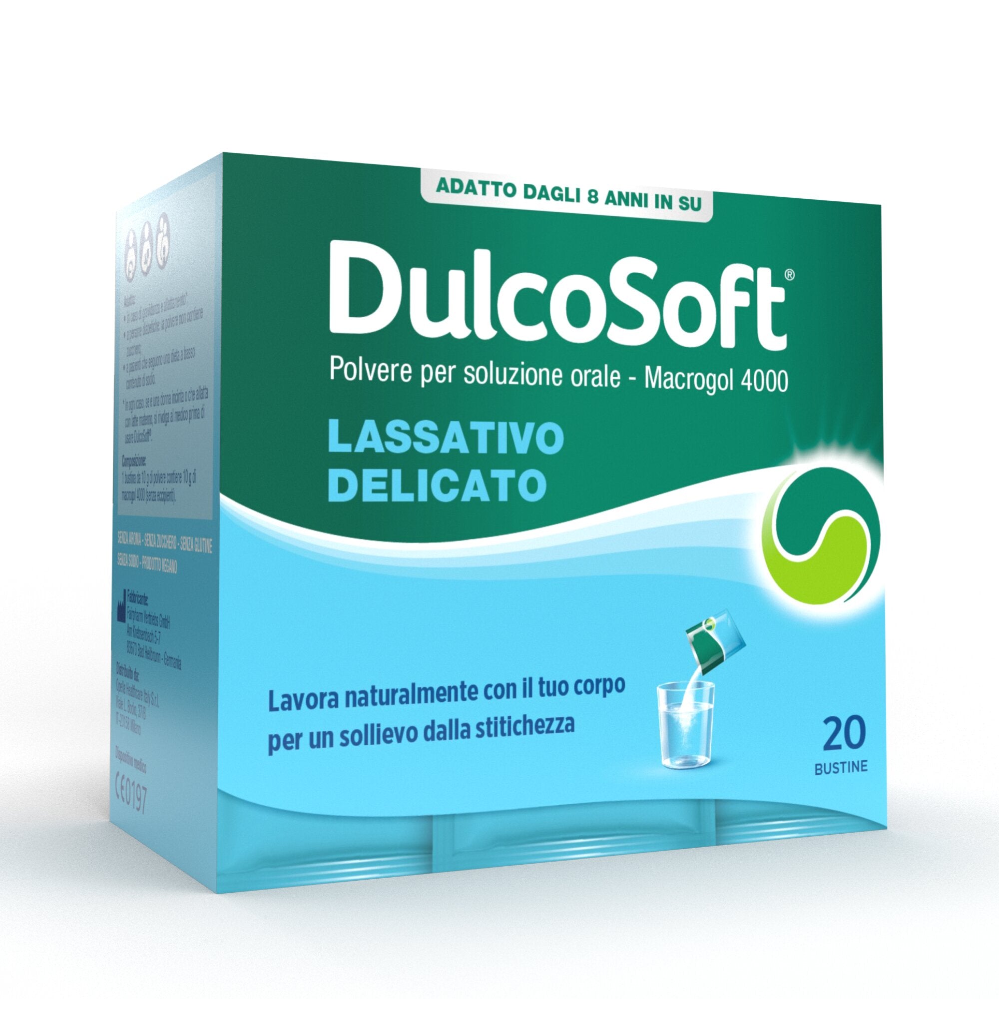 Dulcosoft Polvere per Soluzione Orale Lassativo Macrogol per Stitichezza 20 Bustine