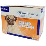 Effipro duo spot-on cani - 67 mg + 20 mg soluzione spot on per cani da 2 a 10 kg 24 pipette 0,67 ml