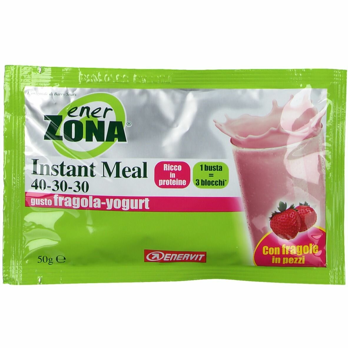 Enerzona instant meal fragola yoghurt 1 busta da 50 grammi