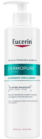 Eucerin dermopure clinical gel detergente tripla azione 400ml