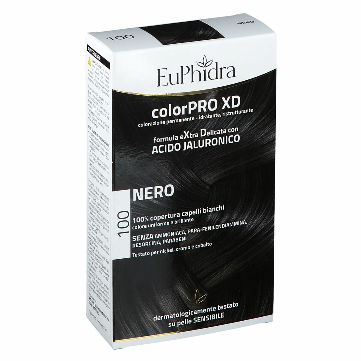 Euphidra colorpro xd 100 nero gel colorante capelli in flacone + attivante + balsamo + guanti