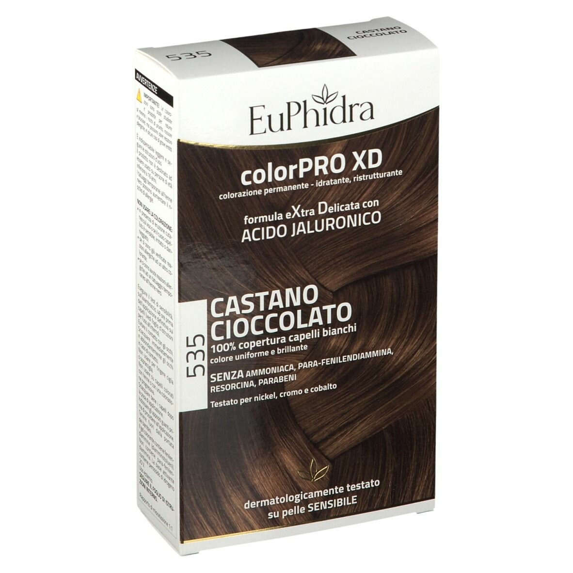 Euphidra colorpro xd 535 castano cioccolato gel colorante capelli in flacone + attivante + balsamo + guanti