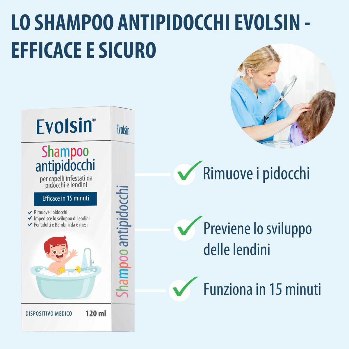 Evolsin shampoo pidocchi con pettine 120ml