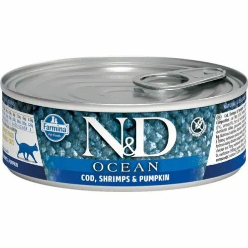 Farmina n&d cat ocean merluzzo/gamberi/zucca gatti adulti 70g