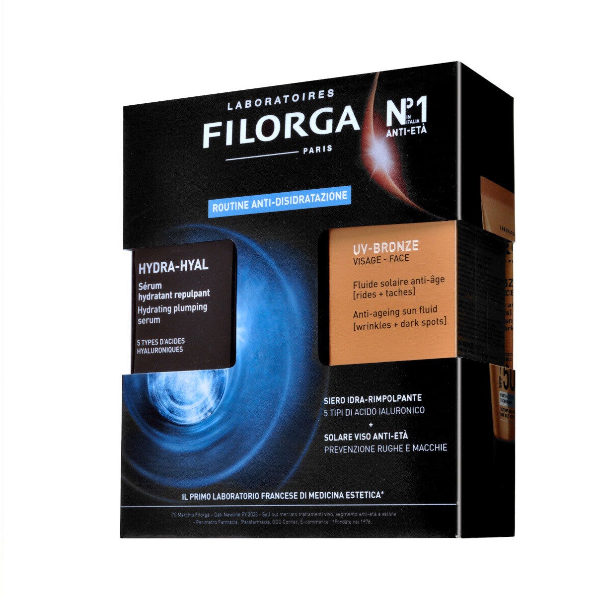 Filorga cofanetto duo siero siero hydra-hyal 30ml + protezione solare viso uv-bronze spf50+ 40ml