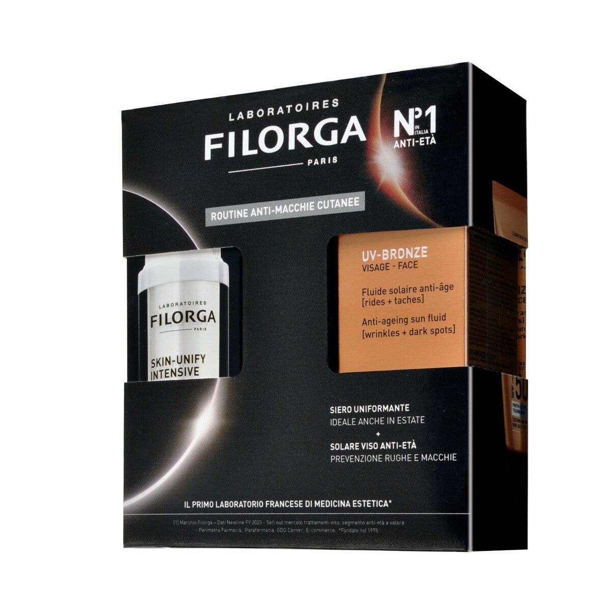 Filorga cofanetto duo siero skin unify 30ml + protezione solare viso uv-bronze spf50+ 40ml