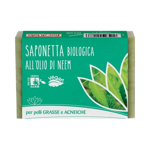 Fior di loto saponetta all'olio di neem per pelli grasse e impure 100 g