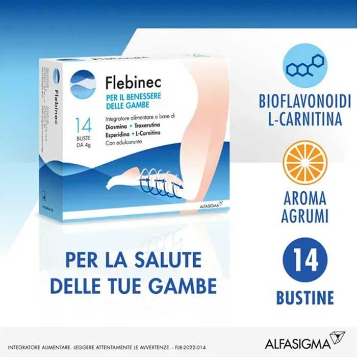 Flebinec Integratore Alimentare Tono Venoso Drenaggio Linfatico 14 Bustine