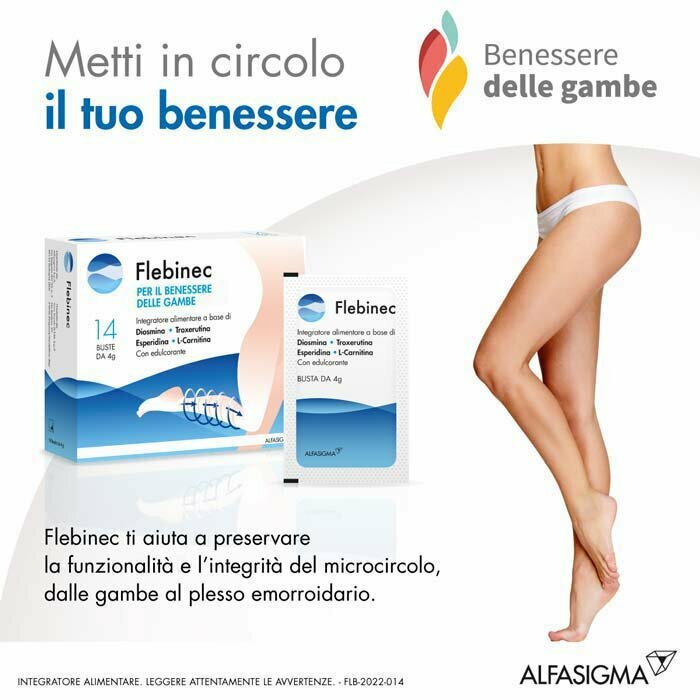 Flebinec Integratore Alimentare Tono Venoso Drenaggio Linfatico 14 Bustine