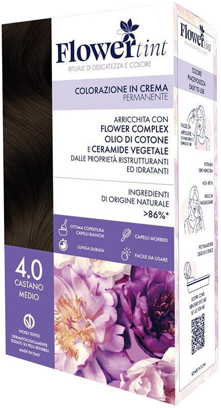 Flowertint colorazione in crema permanente 4,0 castano medio