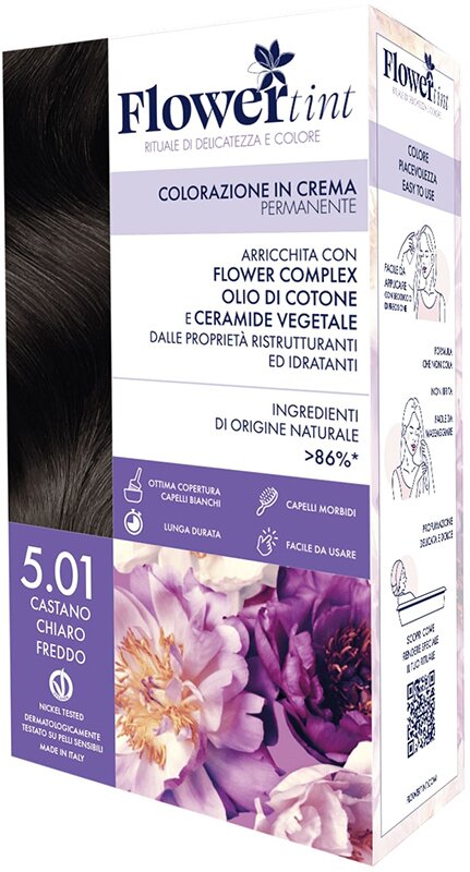 Flowertint colorazione in crema permanente 5,01 castano chiaro freddo