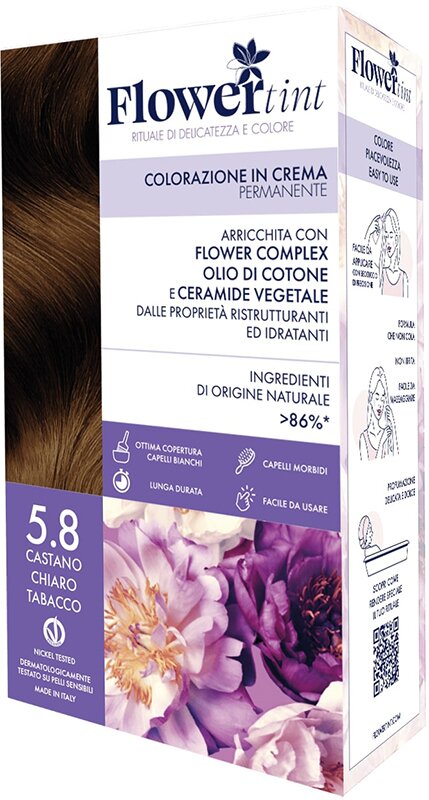Flowertint colorazione in crema permanente 5,8 castano chiaro tabacco
