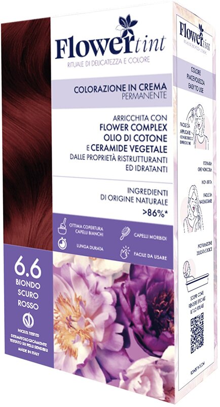 Flowertint colorazione in crema permanente 6,6 biondo scuro rosso