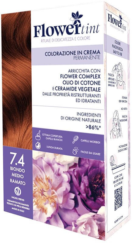 Flowertint colorazione in crema permanente 7,4 biondo medio dorato