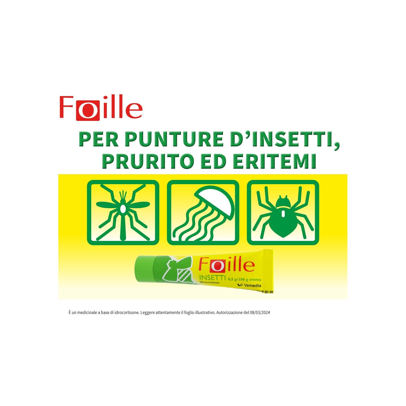 Foille Insetti 0,5 g/100 g Idrocortisone Crema Antinfiammatoria 15 g