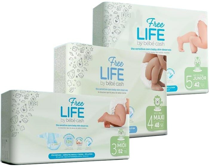 Freelife by bebecash midi taglia 3 4-9 kg girovita 35-56 cm52 pezzi