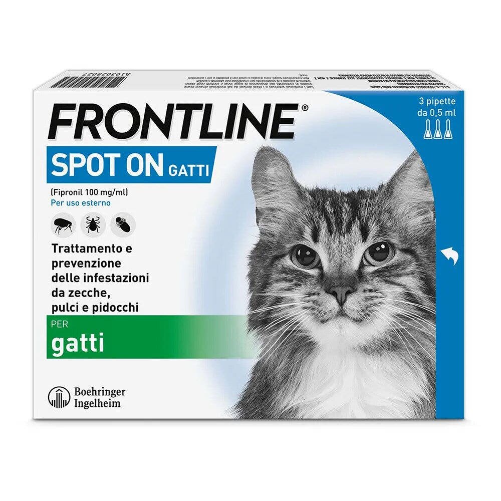 Frontline spot on gatti - 50 mg soluzione spot on per gatti 3 pipette da 0,5 ml
