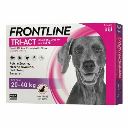 Frontline tri-act Spot-on 3 Pipette 4 ml per Cani da 20 a 40 kg