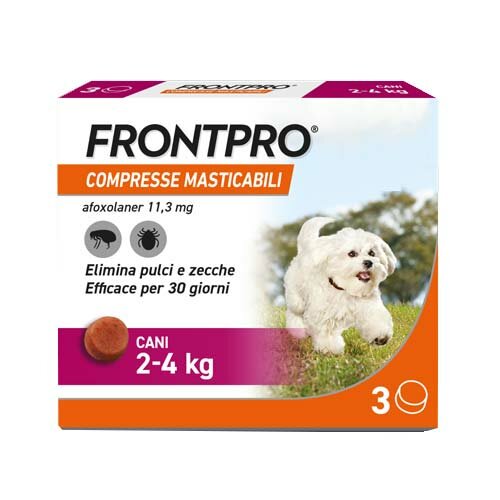 Frontpro compresse masticabili per cani - 11,3 mg compresse masticabile per cani 3 compressa in blister aclar/pvc/alu per cani di peso 2-4 kg