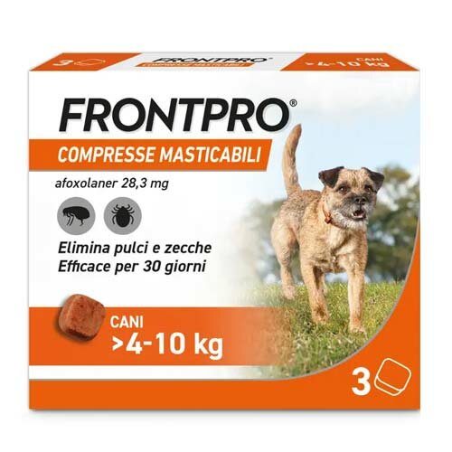 Frontpro compresse masticabili per cani - 28,3 mg compresse masticabile per cani 3 compressa in blister aclar/pvc/alu per cani di peso 4-10 kg