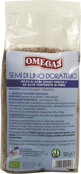 Fsc omega3 semi di lino dorati bio ad alto contenuto di fibra 500 g