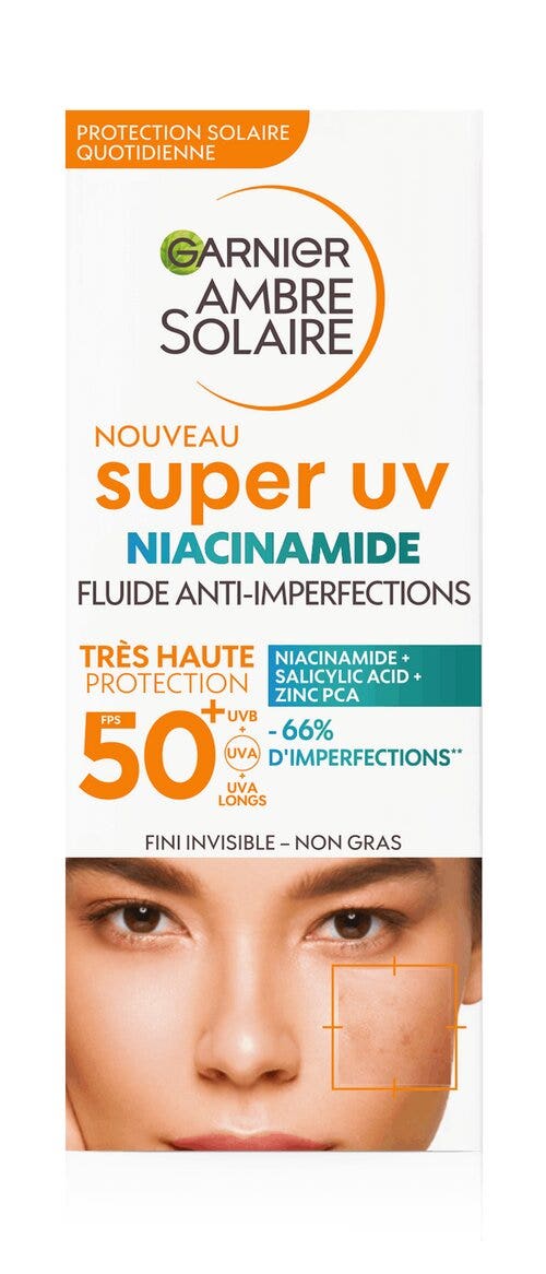 Garnier ambre solaire fluido viso anti-imperfezioni  niacinamide 40ml sff50+