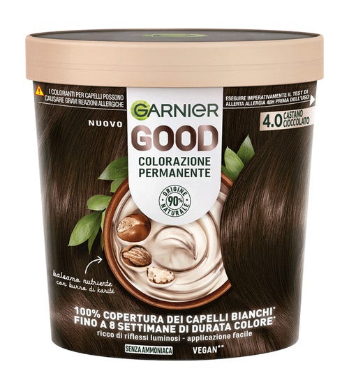 Garnier good kit colorazione permanente 4.0 castano cioccolato 160g