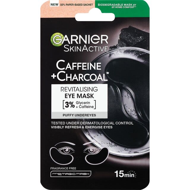 Garnier skinactive caffeine e charcoal patch maschera occhi