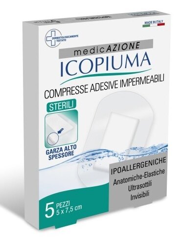 Garza compressa icopiuma medicata postoperatoria 5x7,5 cm 5pezzi