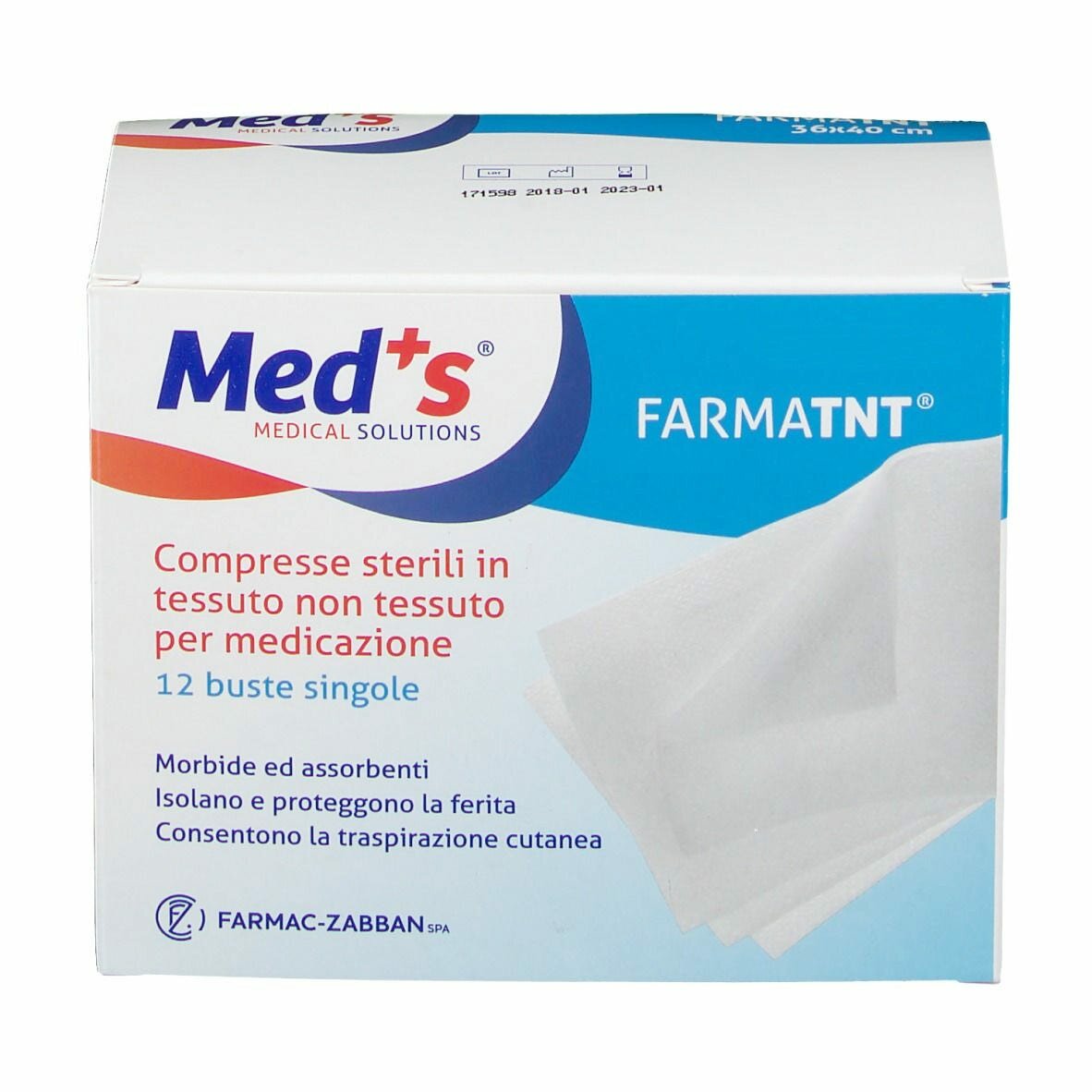 Garza compressa meds tessuto non tessuto 10x10cm 12 pezzi peel open