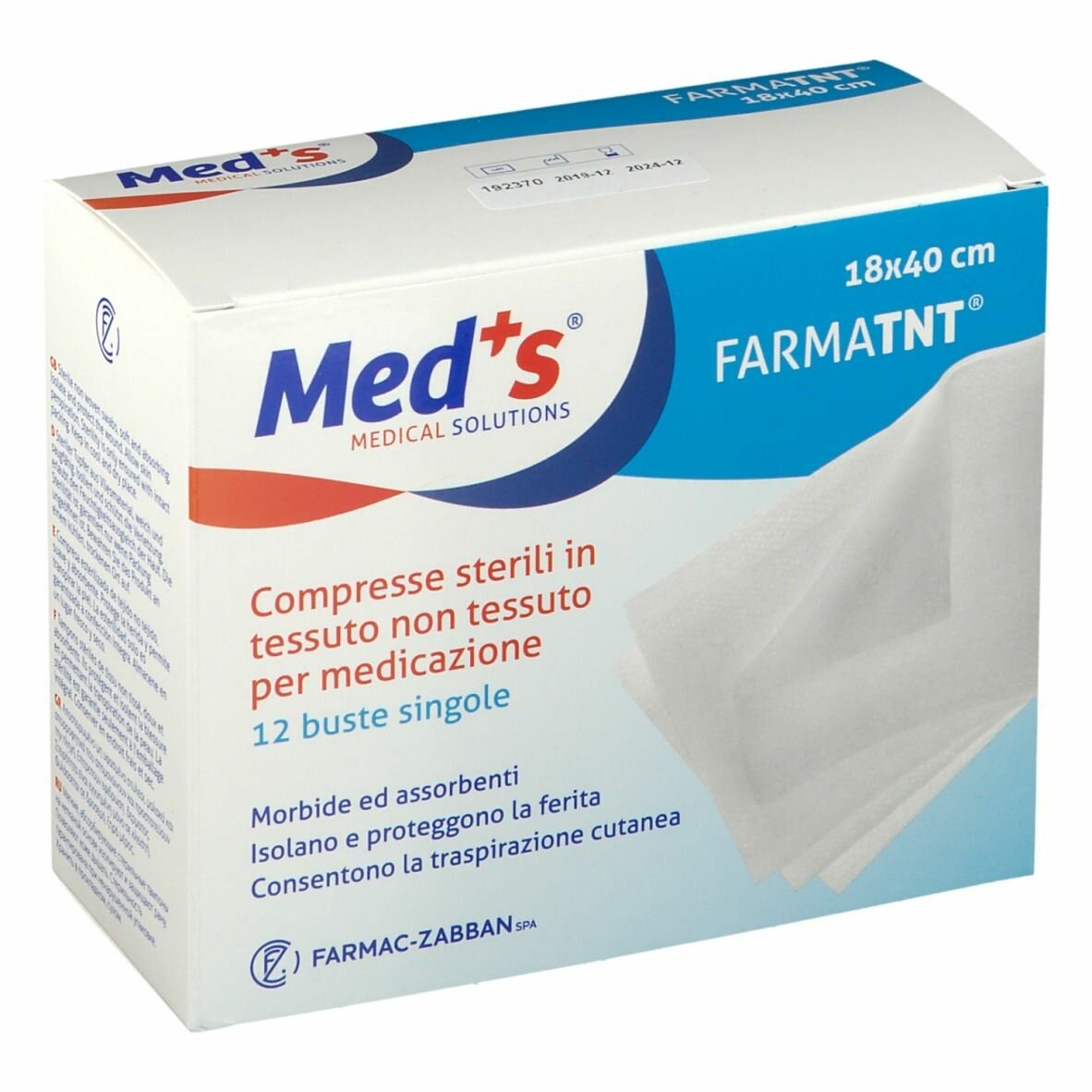 Garza compressa meds tessuto non tessuto 18x40cm 12 pezzi ssr
