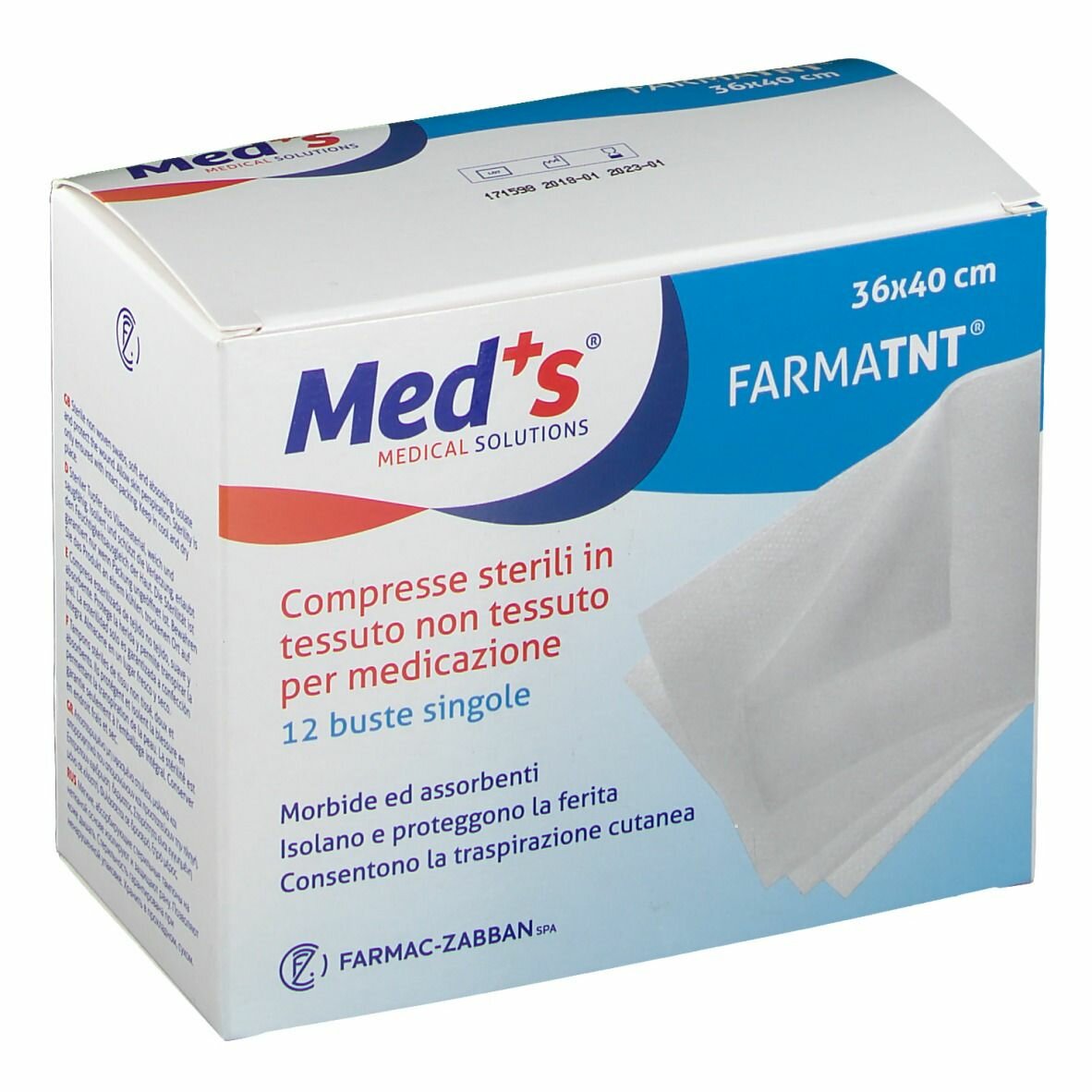 Garza compressa tessuto non tessuto meds 36x40cm 12 pezzi ssr