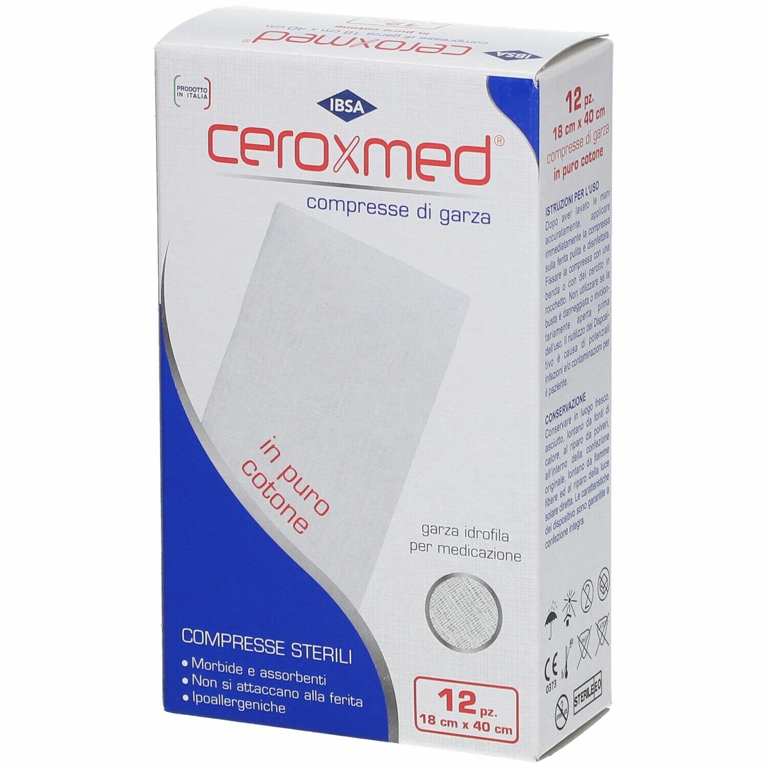 Garza idrofila ceroxmed 18x40 cm 12 pezzi