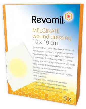 Garza medicata revamil melginate alginato miele 10x10 cm 5 pezzi