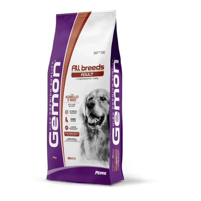 Gemon high premium quality cane crocchette medium adult con agnello e riso 15 kg