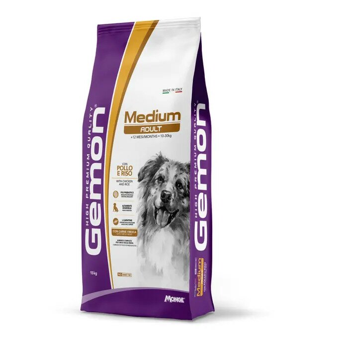 Gemon Pollo e Riso Secco per Cani Taglia Media 15kg