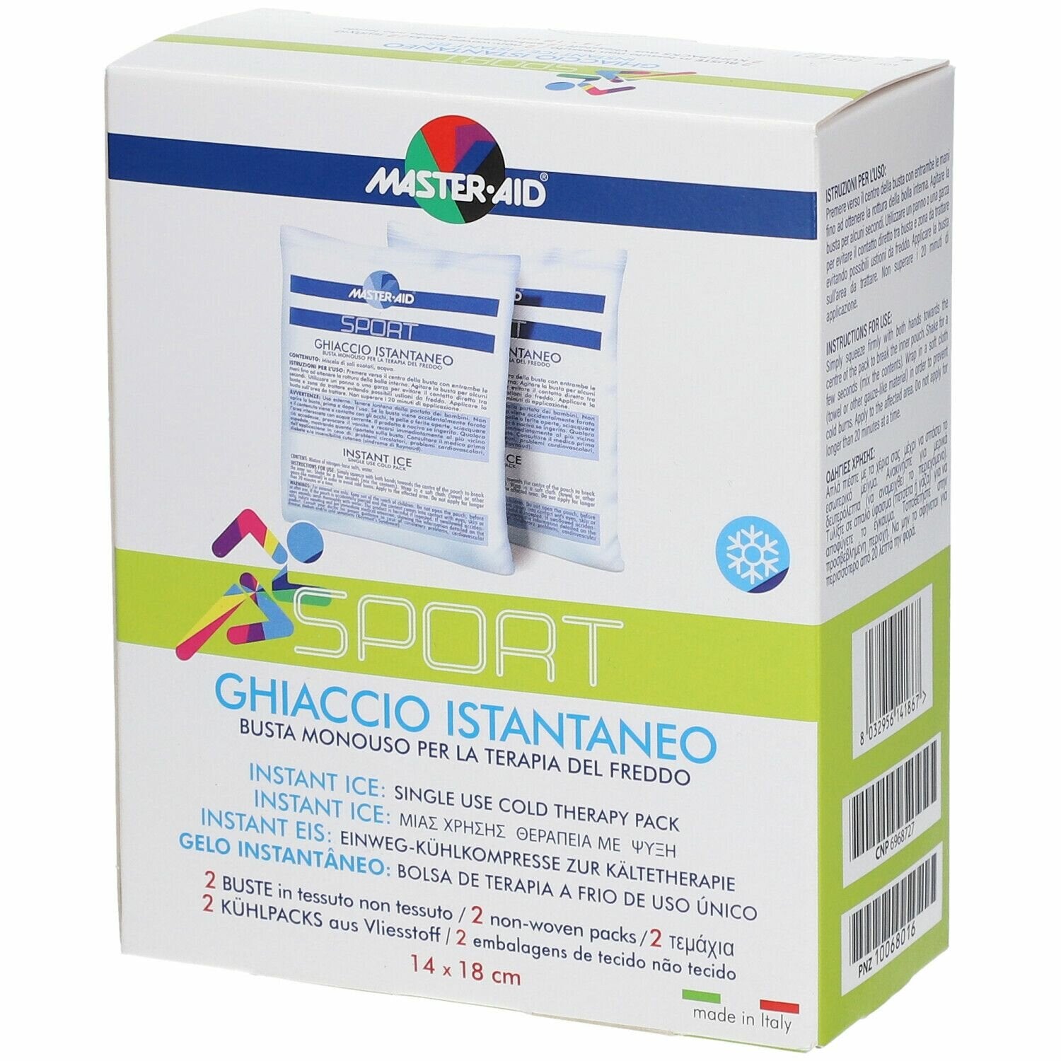 Ghiaccio istantaneo master-aid sport per terapia del freddo2 pezzi