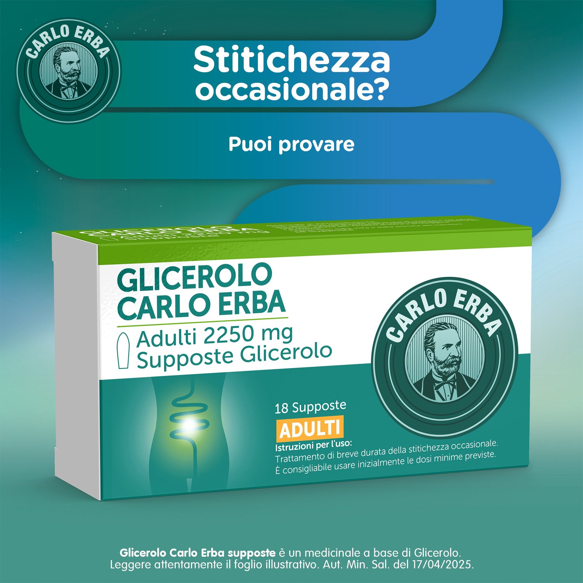 Glicerolo Carlo Erba 18 supposte adulti 2250 mg