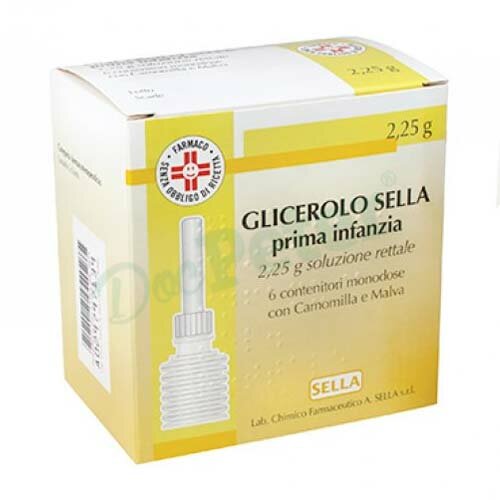 Glicerolo sella bambini 2,25 g stitichezza camomilla e malva 6 clismi