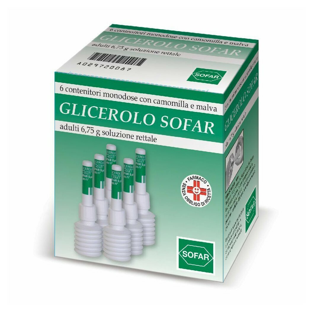 Glicerolo sofar adulti 6,75 g camomilla e malva 6 clismi