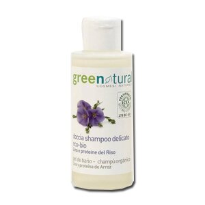Greenatural doccia shampoo delicato lino e riso 100 ml