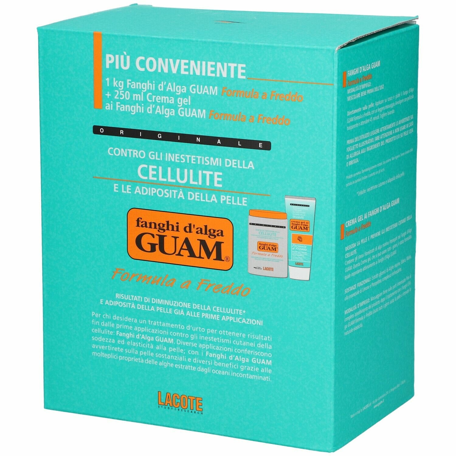 Guam fanghi d'alga confezione convenienza fredda con fanghid'alga guam 1 kg + crema gel 250 ml formula a freddo