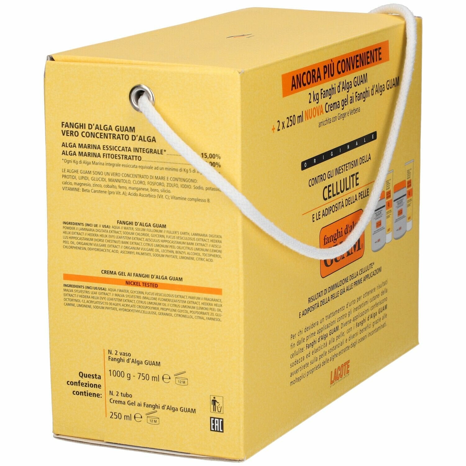 Guam fanghi d'alga doppia convenienza con fanghi d'alga guam2 x 1 kg + crema gel 2 x 250 ml