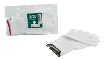 Guanto di filo cotone 100% bianco per allergie dermatologiche 7 1 paio